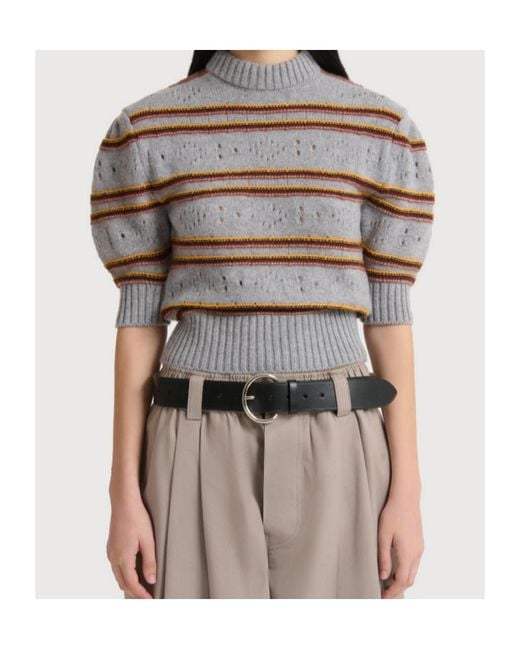 Marni Gray Openwork Knit Jumper