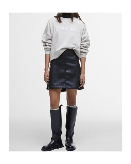 Barbour Black Peyton Faux-Leather Mini Skirt