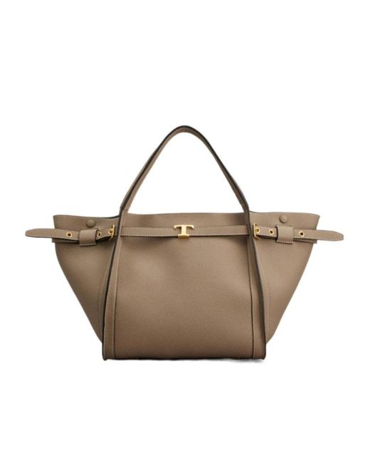 Tod's Brown T-Plaque Top Handle Bag