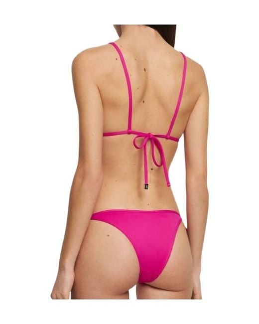 The Attico Pink Triangle Bikini With Side Tie
