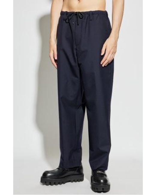 Dries Van Noten Blue Drawstring Casual Pants for men