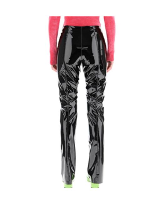 MSGM Black High-Shine Fitted Trousers
