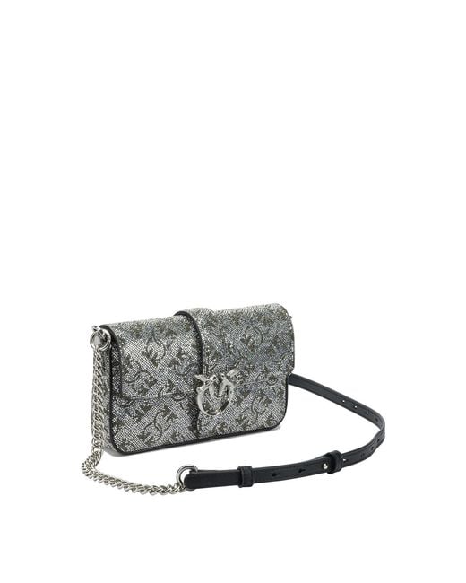 Pinko Gray Love One Slouchy Baby Crossbody Bag
