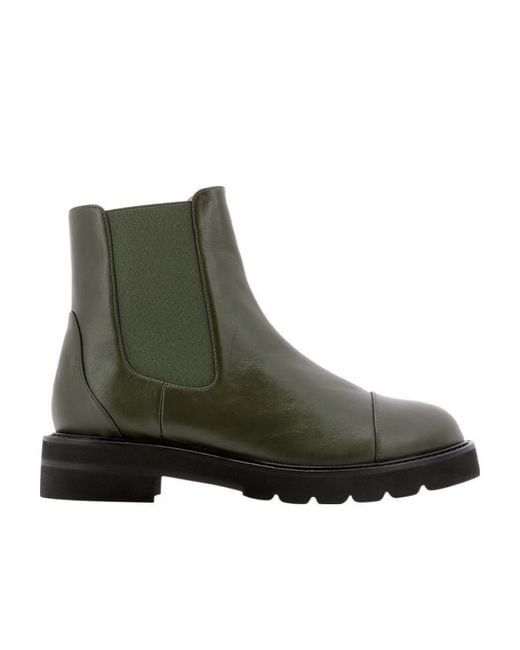 Stuart Weitzman Green Logo Square Round Head Short Boots