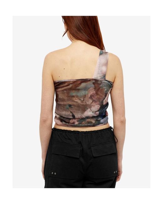Balmain Brown One-Shoulder Pattern Vest