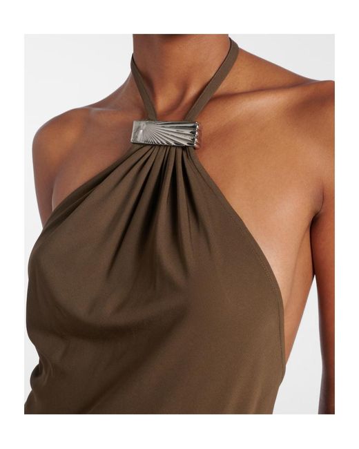 The Attico Brown Halterneck Open-Back Midi Dress