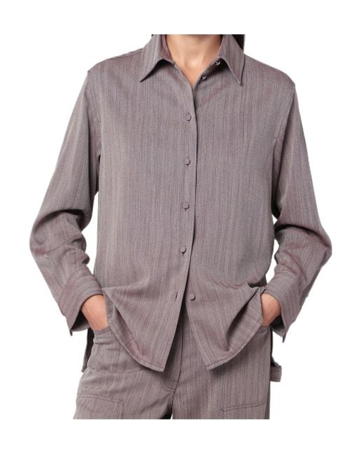 Golden Goose Deluxe Brand Gray Striped Straight Hem Shirt