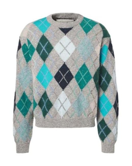 ERL Blue Diamond Pattern Sweater for men