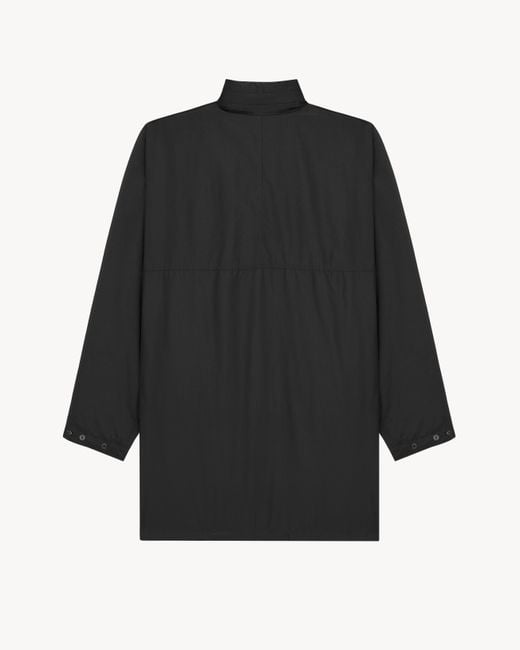 Saint Laurent Black Cassandre Drawstring Parka for men