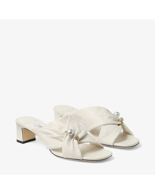 Jimmy Choo White Latte Soft Glove Leather Sandals
