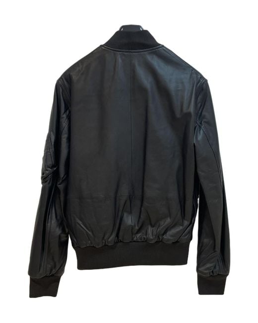 McQ Alexander McQueen Black Long-Sleeved Leather Jacket for men