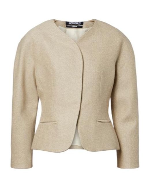 Jacquemus Natural Ovalo Cotton And Linen Jacket