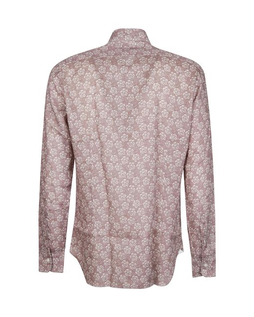 Barba Napoli Pink Floral Pattern Shirt for men