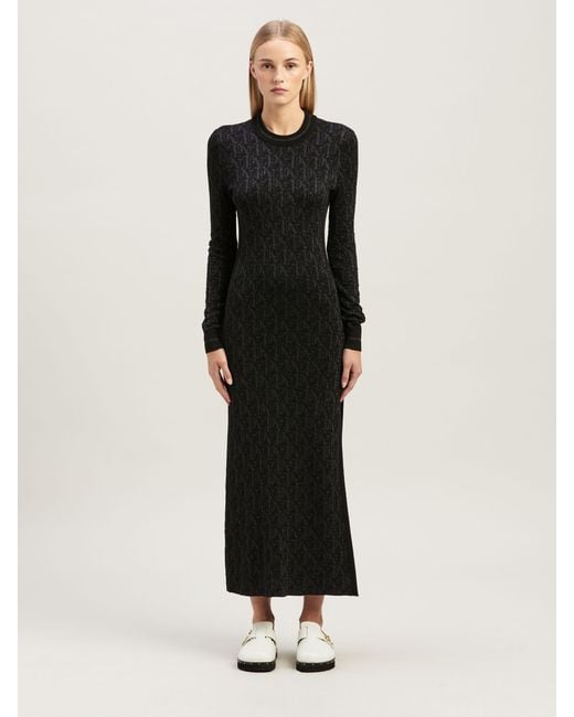 Palm Angels Black Monogram-Jacquard Dress