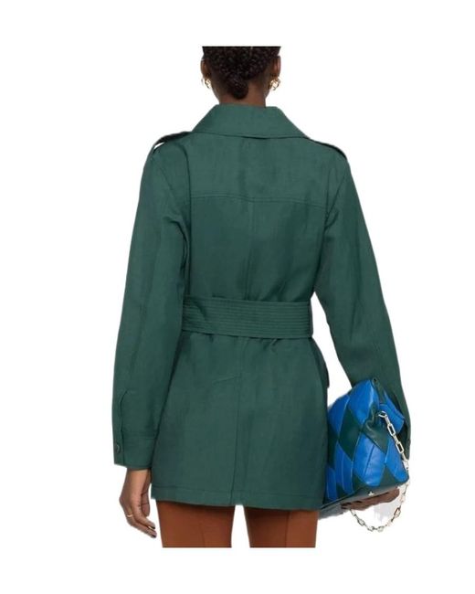 P.A.R.O.S.H. Green Belted Short Trench Coat