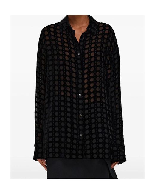 Ferragamo Black Ferragamo Devoré-Effect Long-Sleeved Shirt