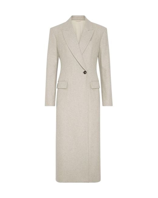 Brunello Cucinelli Natural Single Breasted Long Coat