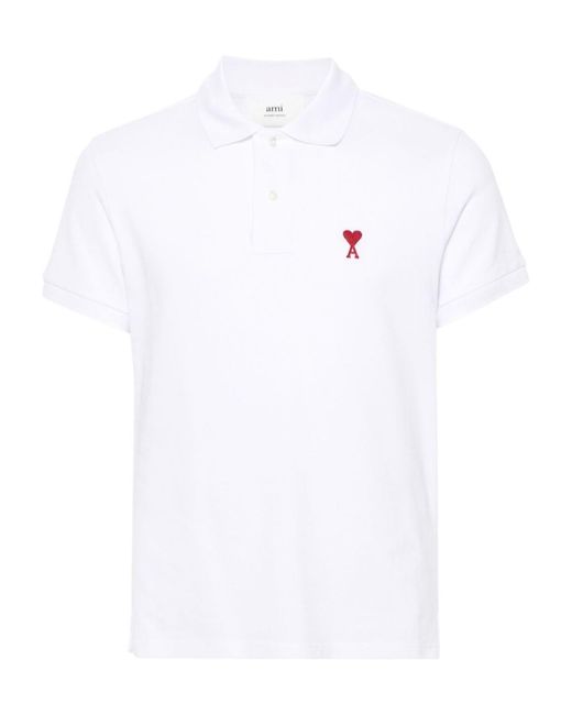 AMI White Ami De Coeur Polo Shirt for men