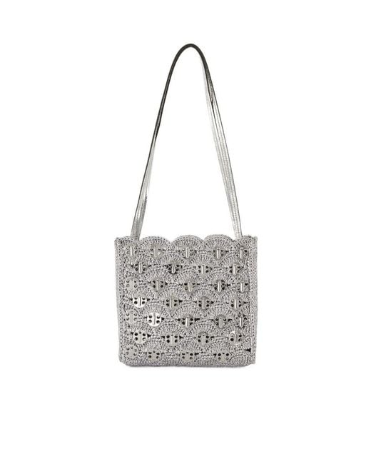 Rabanne White Rabanne Scalloped Edge Strapped Shoulder Bag