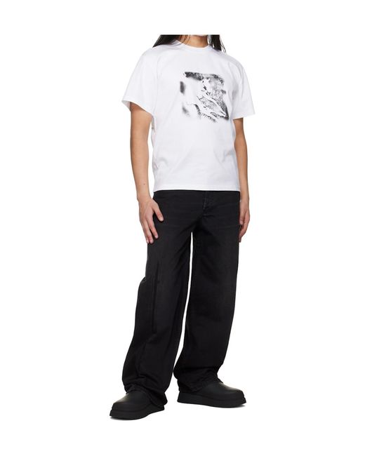 HELIOT EMIL White Foal Crew Neck T-Shirt for men