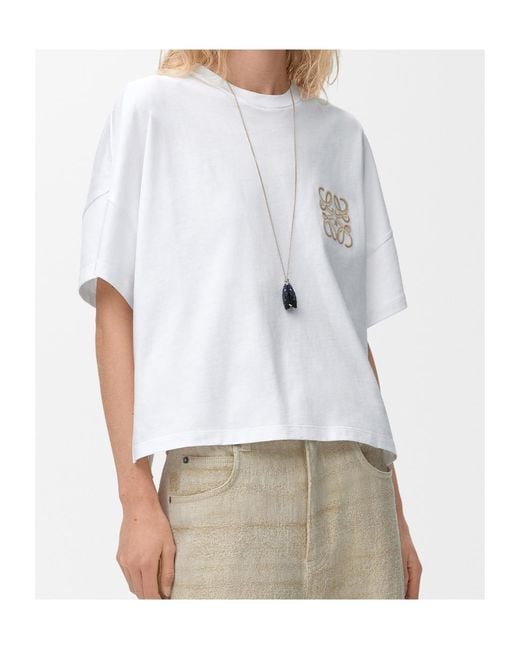 Loewe White Embroidered Logo Oversized T-Shirt