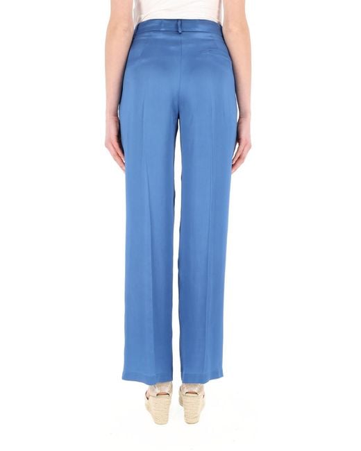 Semicouture Blue Tailored Wide-Leg Pants