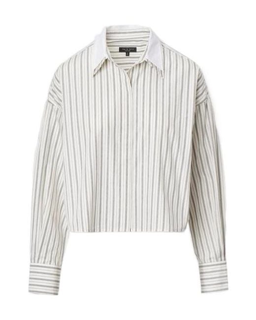 Rag & Bone White Marin Striped Cropped Shirt