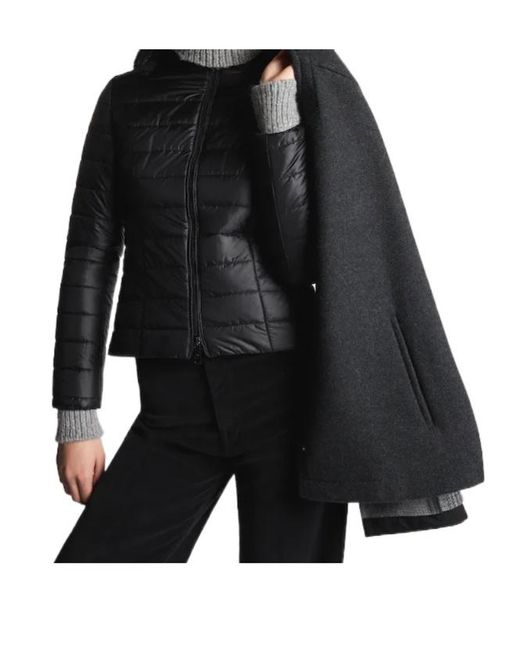 Fay Black Double-Breasted Cape Coat