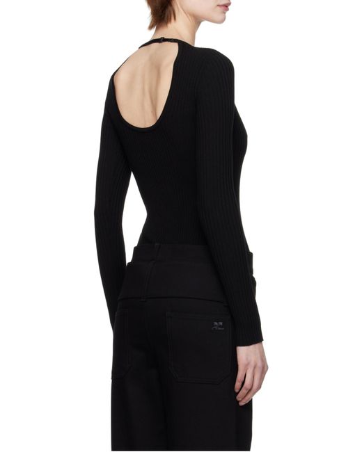 Courreges Black Courrèges Lingerie-Detailed Ribbed-Knit Jumper