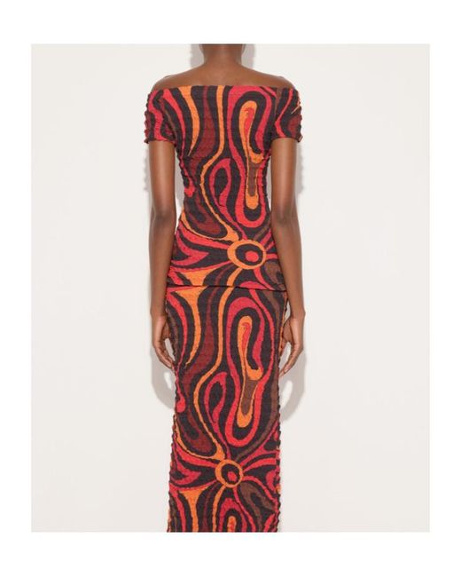 Emilio Pucci Red Pucci Crinkled Boat-Neck Top