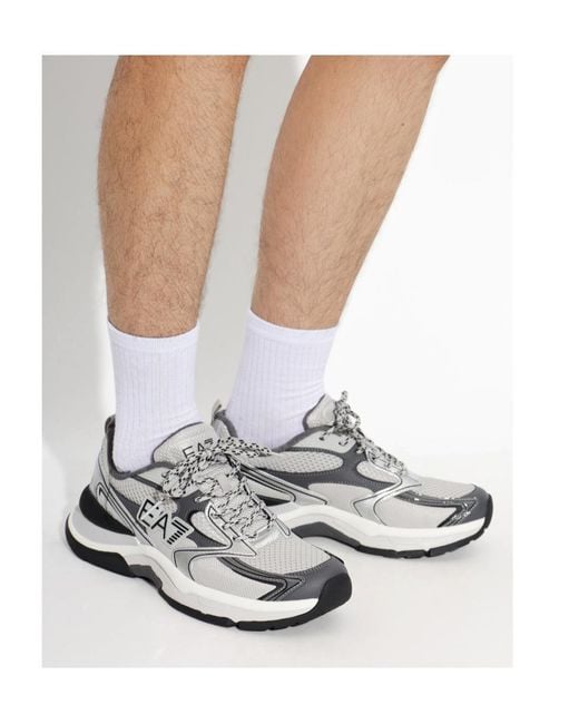 EA7 White Round-Toe Sneakers for men