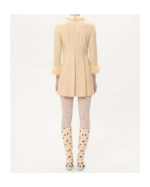 Valentino Natural Feather Detailed Long-Sleeved Mini Dress