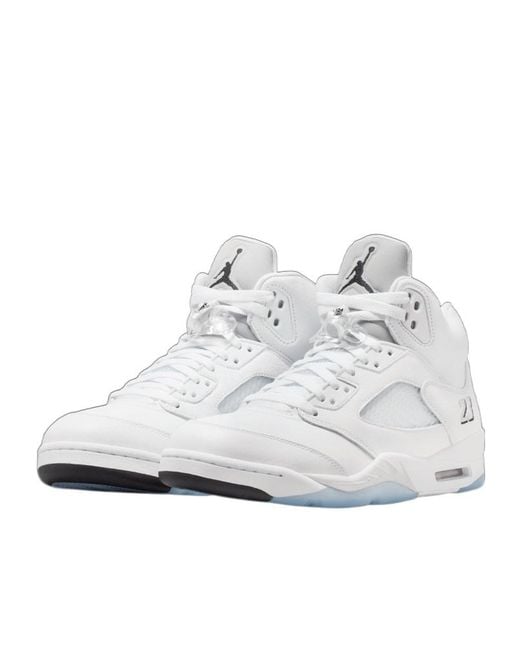 Nike White Air Jordan 5 Retro Lace-Up Sneakers for men