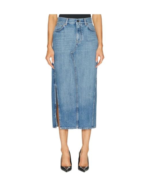 Givenchy Blue Logo Patch Denim Skirt