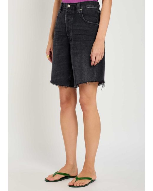 Citizens of Humanity Black Frayed Denim Shorts
