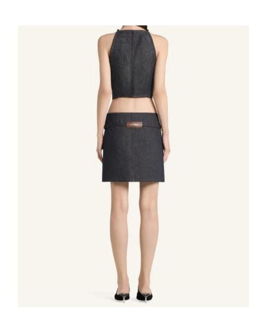 Courreges Black Double Pocket Denim Skirt