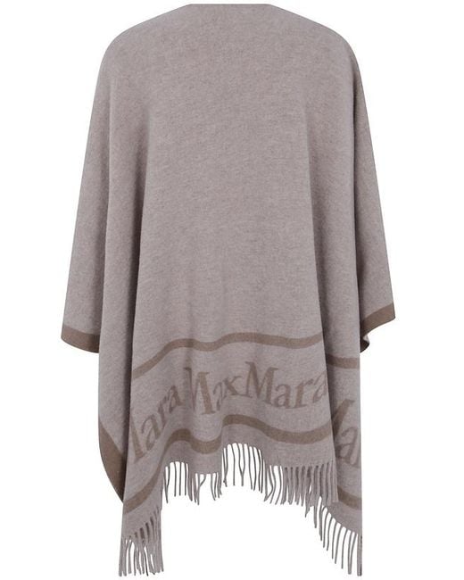 Max Mara Gray Studio Mstpirania Fringed Cape