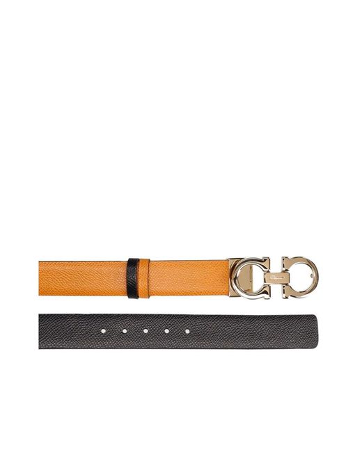 Ferragamo Orange Double-Sided Adjustable Gancini Belt