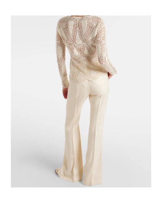 Gabriela Hearst Natural Caps Crochet Wool And Cashmere Top