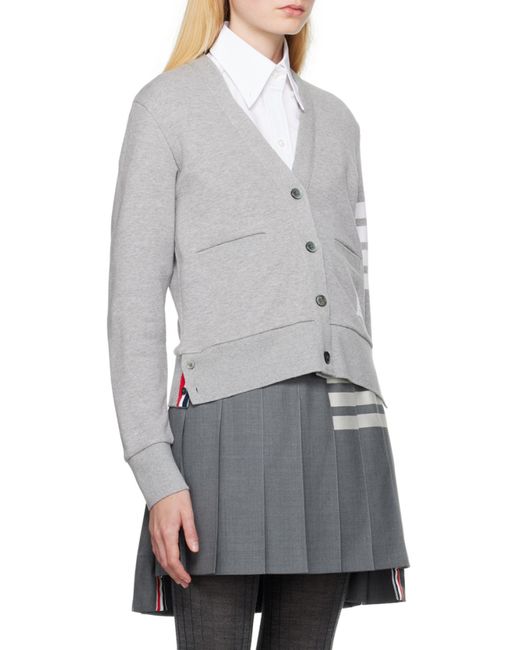 Thom Browne Gray Logo Patch 4 Bar Sleeve Cardigan