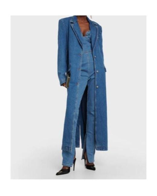 Magda Butrym Blue Bustier Denim Jumpsuit