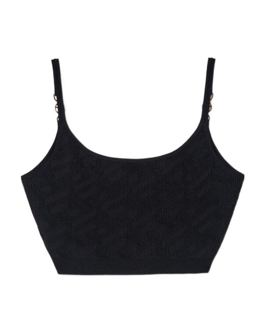 Versace Black Medusa Plaque Cropped Knitted Top