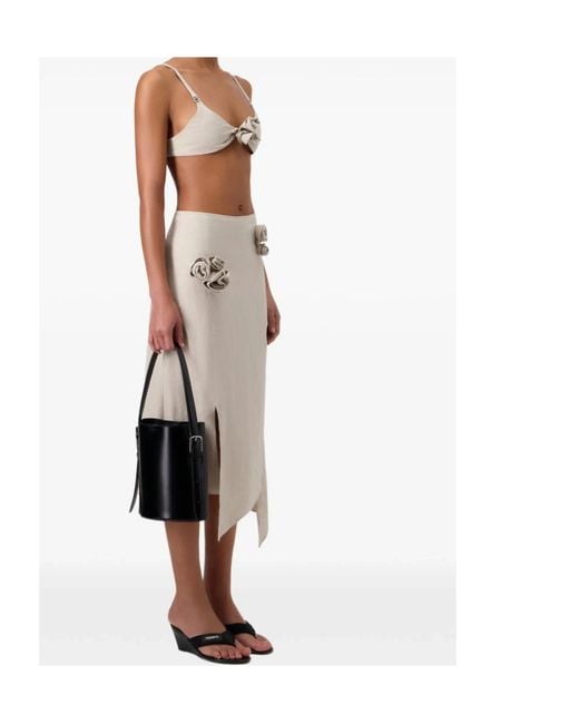 Coperni Natural Flower Gathered Bikini Top