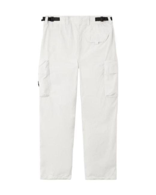 Stone Island White Loose-Fit Cargo Trousers With Adjustable Waistband for men