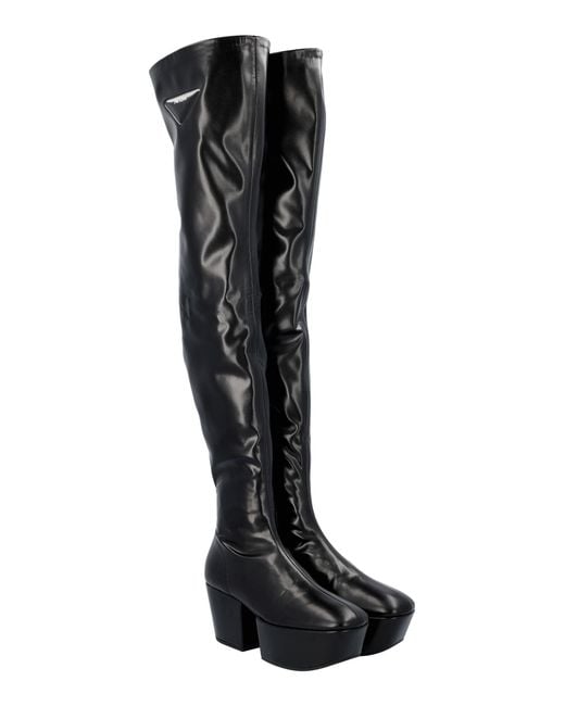 Prada Black Thigh-High Platform Boots