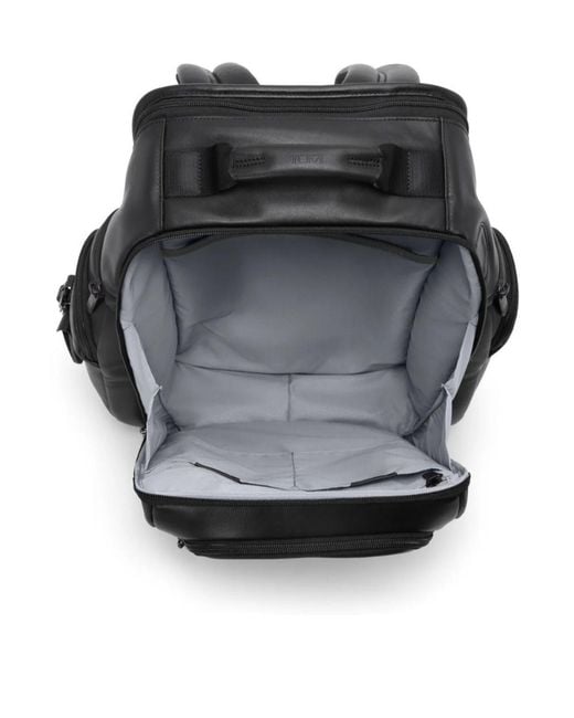 Tumi Black Leather Laptop Backpack for men