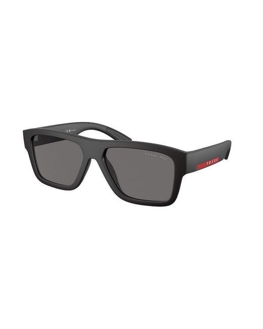 Prada Linea Rossa Gray Prada Eyewear Rectangular Frame Sunglasses for men