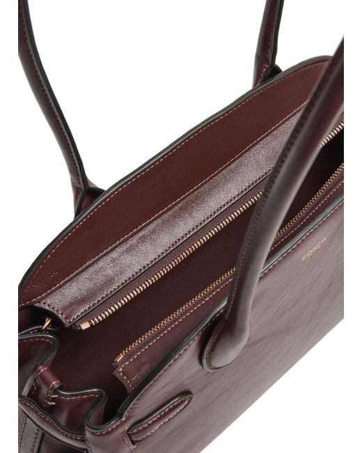 COACH Brown Empire Carryall 34 Glazed Leather Shoulder Bag