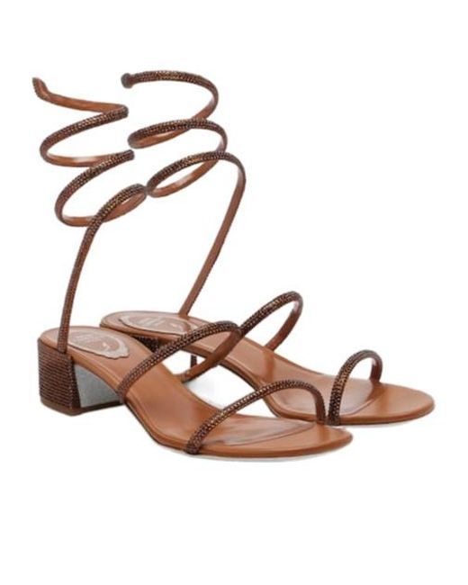 Rene Caovilla Pink Embellished Satin Sandals