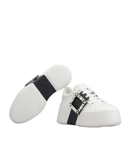 Roger Vivier White Viv' Skate Embellished Sneakers